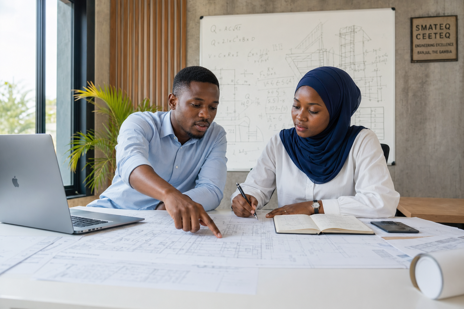 CEETEQ engineers reviewing drawings
